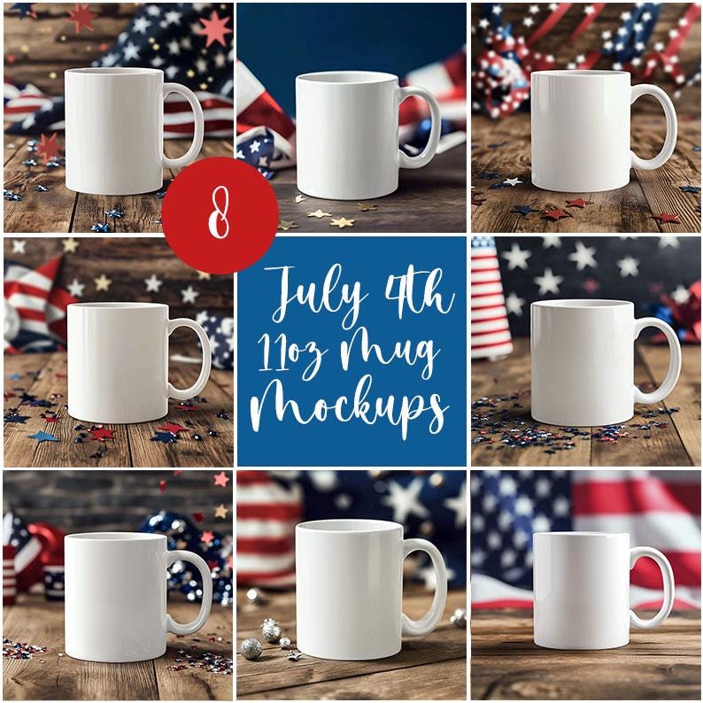 8 July 4th Mug MockUps Coffee Cup Mock up Bundle modern Mock Up Photograph Styled Stock Photo Coffee Cup Mockup JPG Digital Download Listing 1882504862
