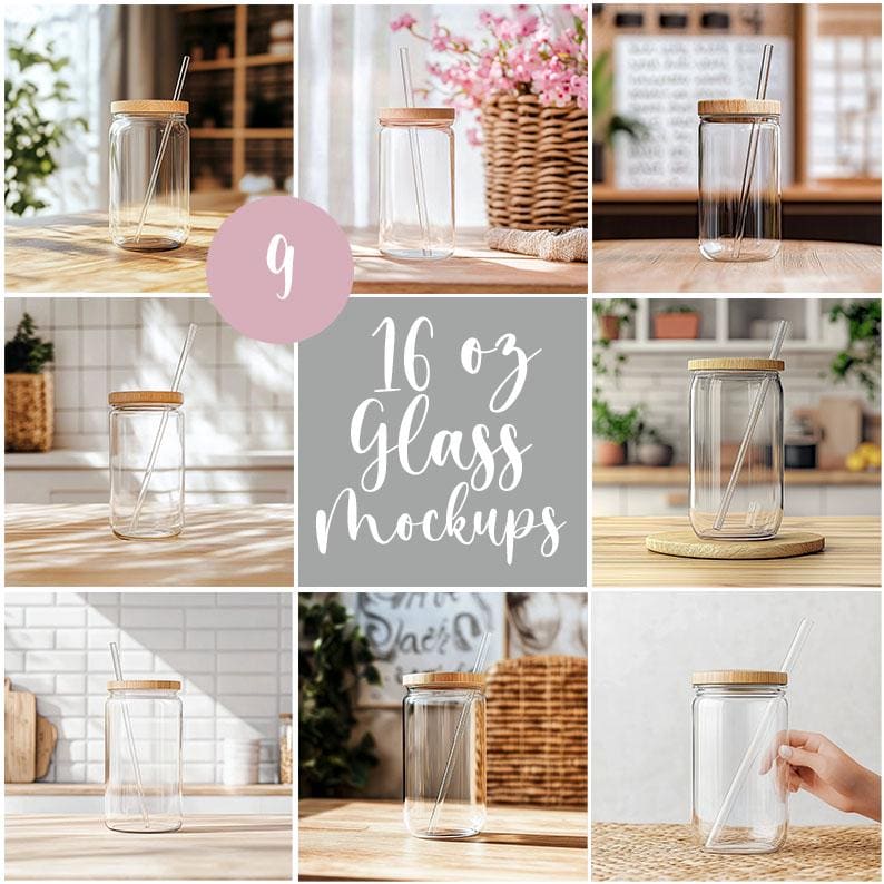 9 Libbey Glass Can Mockups 16oz Sipper Glass Can Mock up Bundle modern Mock Up Photograph Styled Iced Coffee Cup Mockup JPG Digital Download Listing 4298877636