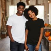 Couples Black And White TShirt Mockup Fall Shirt Mockup Halloween